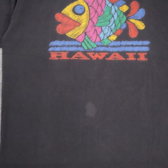 VTG 90s Hawaii Colorful Fish Single Stitch XL Black Short Sleeve T-Shirt - Picture 8 of 10